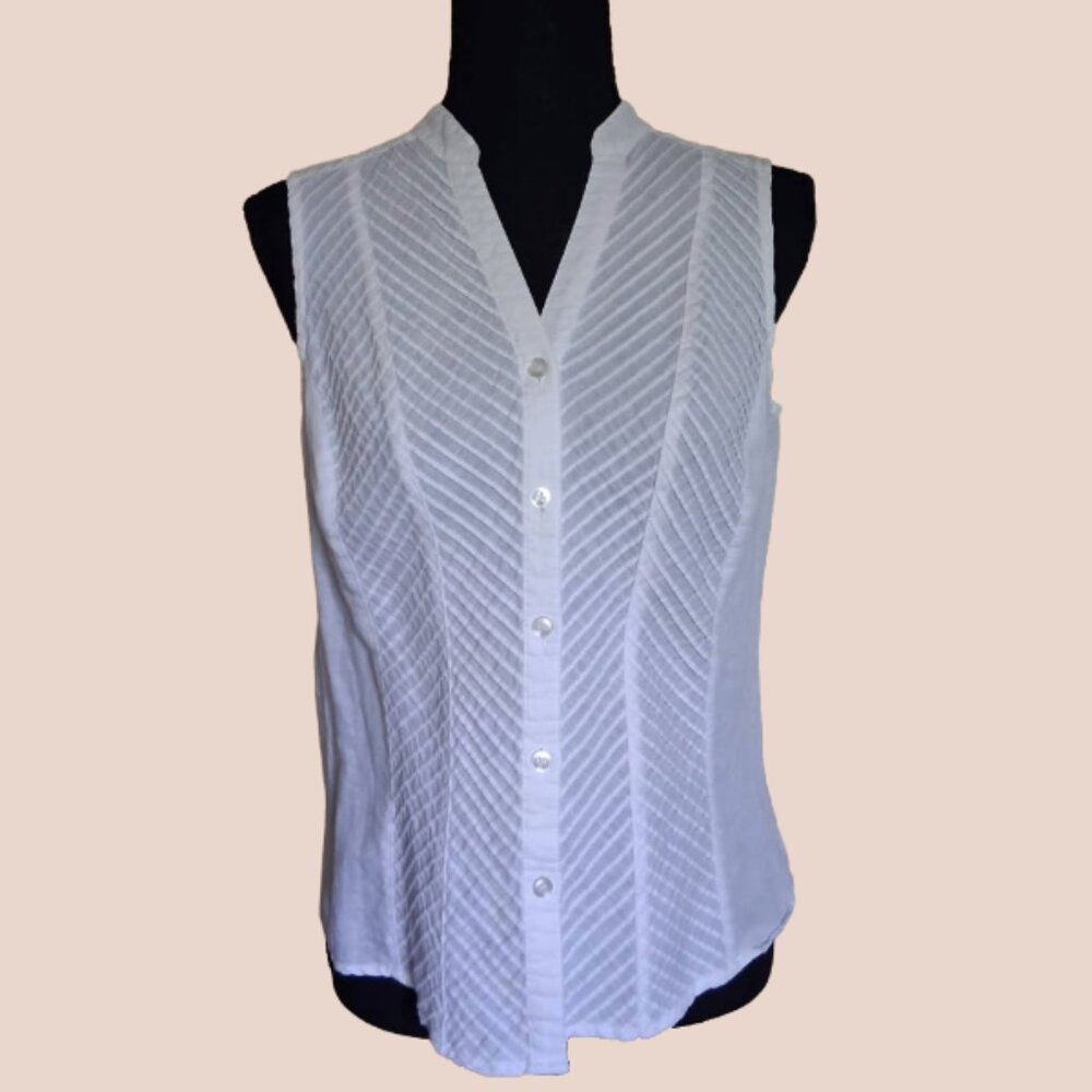 Saint Tropez West White Linen Blouse - Women’s Size M